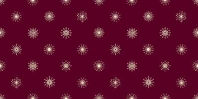 Seamless Christmas pattern. Simple ornament with light snowflakes on a dark red background vector
