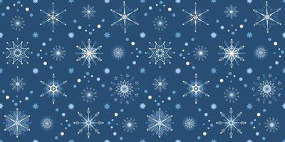 Seamless pattern with snowflakes and strokes. Elegant winter ornament. vector
