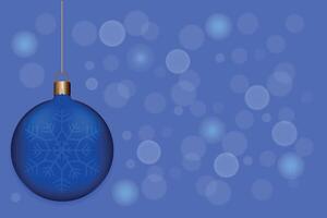 New Year's ball on a blue background with bokeh effect. vector