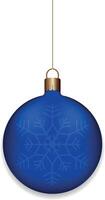 New Year's blue ball with snowflake isolated on transparent background. vector