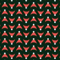 Seamless repeating pattern of winter red hats. vector