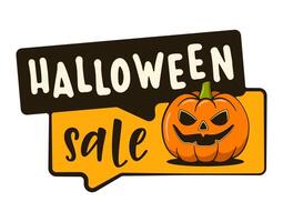 Halloween sale label with pumpkin vector