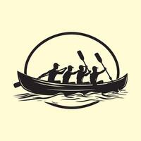 Rowing Team Silhouette image isolated on white background. vector