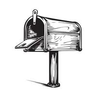 Old Wooden Mailbox Standing stock image on white background. vector