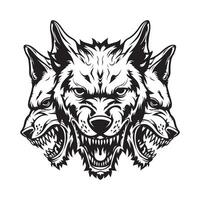 Cerberus Head Black And White Logo Mascot template vector