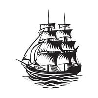 Silhouette old sailing ship stock logo Image isolated on white background vector