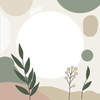 Trendy botanical abstract with calming hues of sand, olive green, and clay. Featuring artistic leaves, gentle curves, and modern geometric accents for a stylish, nature-inspired vibe. Free vector