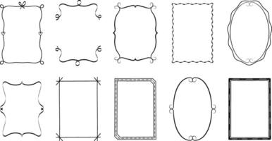 Artistic, Stylish Hand Drawn Wavy Border Frame Set vector