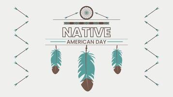 Native american day background with native american symbols vector