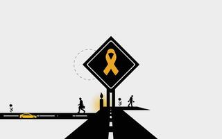 A yellow ribbon is on the side of the road vector