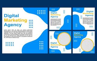 social media template design with blue and white color for promotion. vector