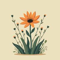 a drawing of a flower with the word sun on it. vector
