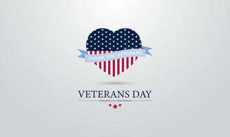 Veterans day background with heart flag and thank you text vector