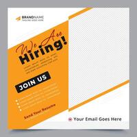 We are hiring job vacancy square social media post template vector