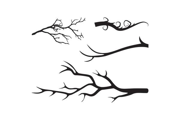 Silhouette of summer branch tree illustration.