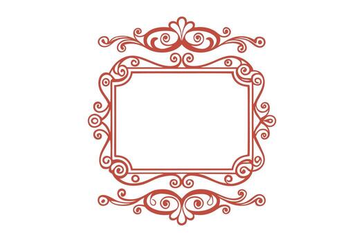 A decorative frame with a red design on the top. vector