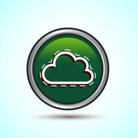 Cloud Icon Design Illustration, Weather Icon Sign, Green Color Round Button Design vector