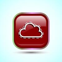 Cloud Icon Design Illustration, Weather Icon Sign, Red Color Square Button Design vector