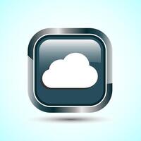 Cloud Icon Design Illustration, Weather Icon Sign, Gray Color Square Button Design vector