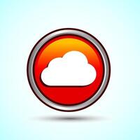 Cloud Icon Design Illustration, Weather Icon Sign, Orange Color Round Button Design vector