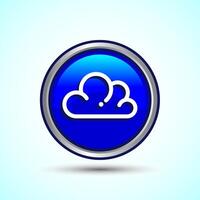 Cloud Icon Design Illustration, Weather Icon Sign, Blue Color Round Button Design vector