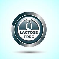 Lactose Free Icon Design Illustration, Healthy Food Concept, Gray Color Round Button Design vector