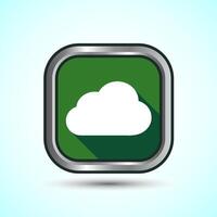 Cloud Icon Design Illustration, Weather Icon Sign, Green Shadow Button Design vector