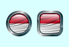 Glossy flag button of Monaco, High quality web button design vector