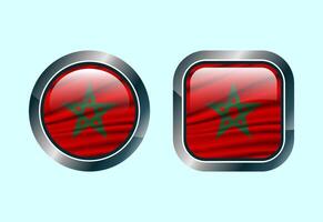 Glossy flag button of Morocco, High quality web button design vector
