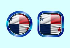 Glossy flag button of Panama, High quality web button design vector
