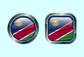 Glossy flag button of Namibia, High quality web button design vector
