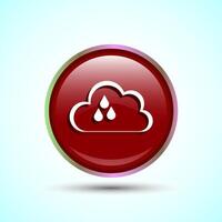 Cloud Icon Design Illustration, Weather Icon Sign, Red Color Round Button Design vector