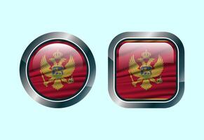 Glossy flag button of Montenegro, High quality web button design vector