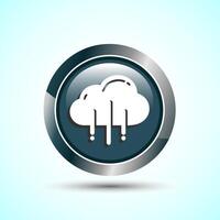 Cloud Icon Design Illustration, Weather Icon Sign, Gray Color Round Button Design vector