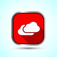 Cloud Icon Design Illustration, Weather Icon Sign, Red Shadow Button Design vector