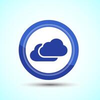 Cloud Icon Design Illustration, Weather Icon Sign, Blue Color Button Design vector