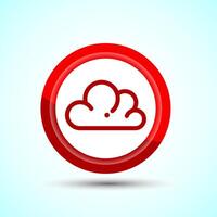 Cloud Icon Design Illustration, Weather Icon Sign, Red Color Button Design vector