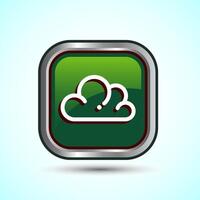 Cloud Icon Design Illustration, Weather Icon Sign, Green Color Square Button Design vector