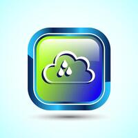Cloud Icon Design Illustration, Weather Icon Sign, Glossy Square Button Design vector