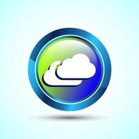 Cloud Icon Design Illustration, Weather Icon Sign, Glossy Round Button Design vector