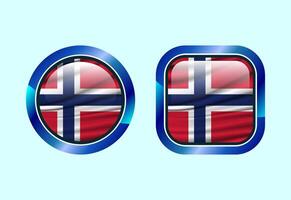 Glossy flag button of Norway, High quality web button design vector