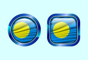 Glossy flag button of Palau, High quality web button design vector