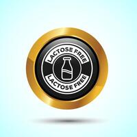 Lactose Free Icon Design Illustration, Healthy Food Concept, Gold Color Round Button Design vector