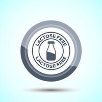 Lactose Free Icon Design Illustration, Healthy Food Concept, Gray Color Button Design vector