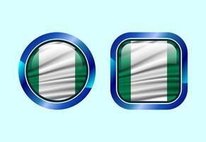 Glossy flag button of Nigeria, High quality web button design vector