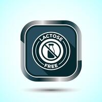 Lactose Free Icon Design Illustration, Healthy Food Concept, Gray Shadow Button Design vector