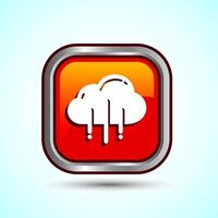 Cloud Icon Design Illustration, Weather Icon Sign, Orange Color Square Button Design vector