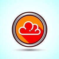 Cloud Icon Design Illustration, Weather Icon Sign, Orange Shadow Button Design vector