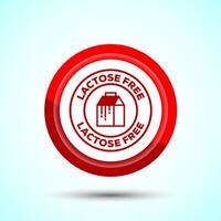 Lactose Free Icon Design Illustration, Healthy Food Concept, Red Color Button Design vector