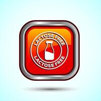 Lactose Free Icon Design Illustration, Healthy Food Concept, Orange Color Square Button Design vector